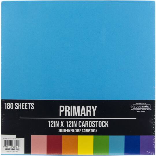 American Crafts™ Primary Assortment 12" x 12" Cardstock, 180 Sheets | Michaels®